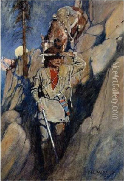 Jim Bridger Was Little Used To The Phenomena Of Towns And Cities Oil Painting - Newell Convers Wyeth