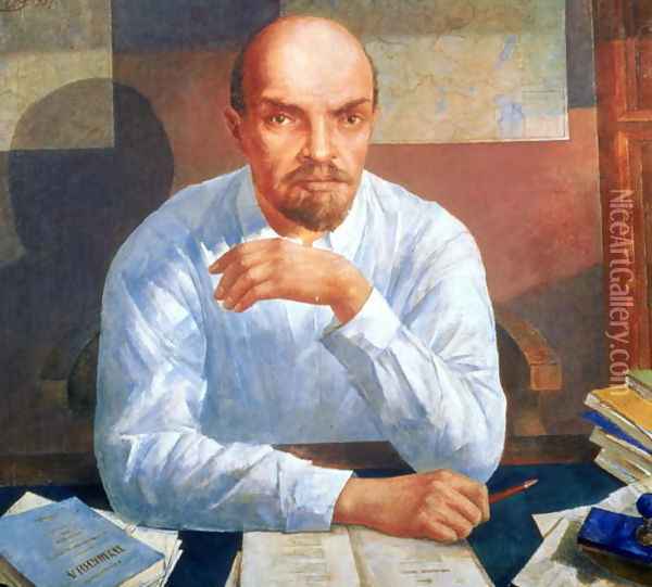 Portrait of Vladimir Ilyich Lenin 1870-1924, 1934 Oil Painting - Kuzma Sergeevich Petrov-Vodkin