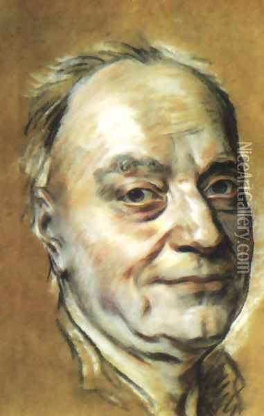 Portrait of Crebillon Oil Painting - Maurice Quentin de La Tour
