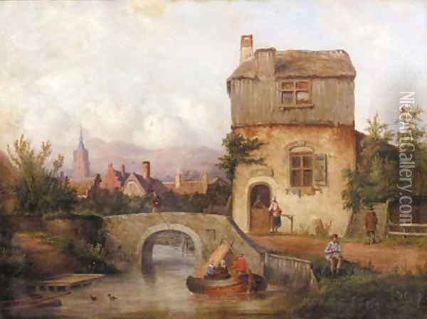 Leisure activities of villagers Oil Painting - Carl Eduard Ahrendts