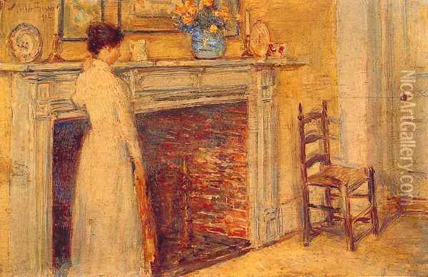 The Fireplace Oil Painting - Childe Hassam