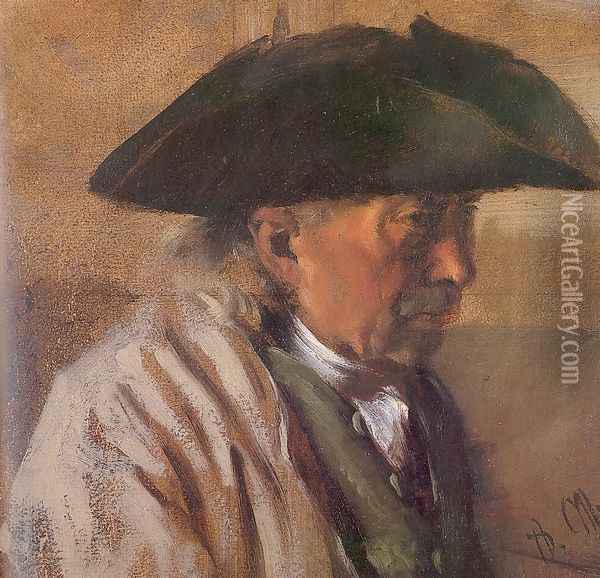Peasant with a Three-Cornered Hat 1850-60 Oil Painting - Adolph von Menzel