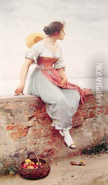 A Pensive Moment Oil Painting - Eugene de Blaas