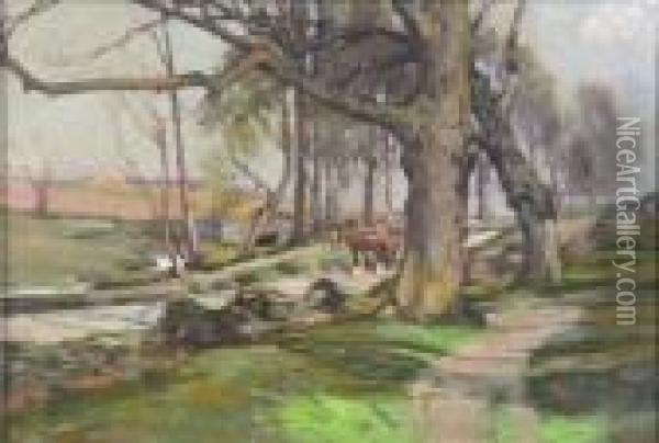 Driving Down A Lane Oil Painting - William Bradley Lamond