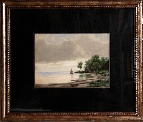 Boat On The Water Oil Painting - Hermann Eschke