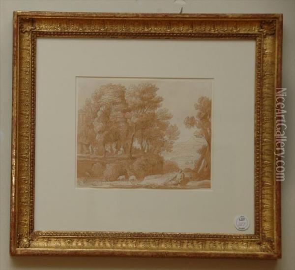 Classical Landscape With Figures Oil Painting - John White Abbott