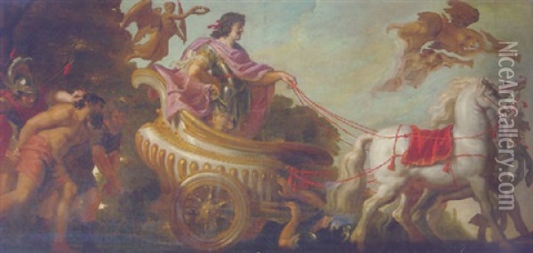 King Louis Xiv Of France As A Triumphant Roman Emperor Oil Painting - Charles Guillaume Brun