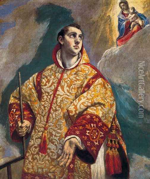 Apparition of the Virgin to St Lawrence 1578-80 Oil Painting - El Greco (Domenikos Theotokopoulos)