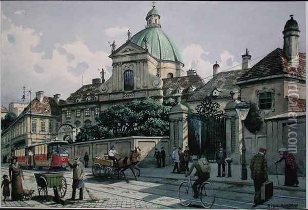 Below the Belvedere Palace in Vienna Oil Painting - Richard Pokorny