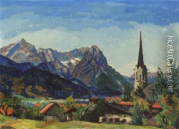 Mountain Village Oil Painting - Carl Reiser