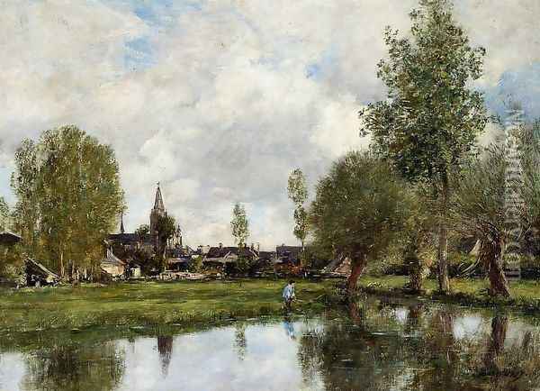 Village around Dunkirk Oil Painting - Eugene Boudin