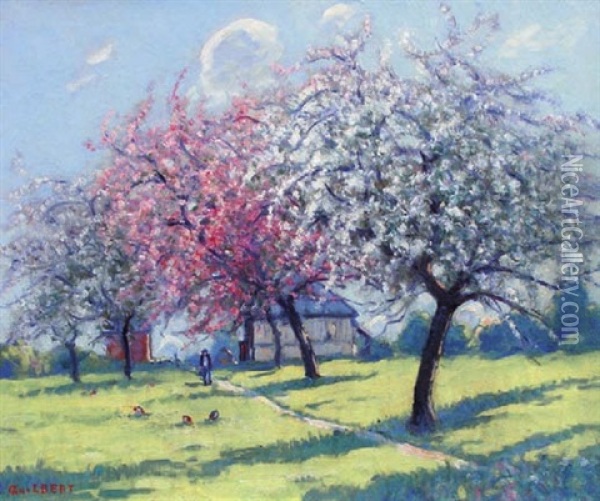 Pommiers En Fleurs Oil Painting - Narcisse Guilbert