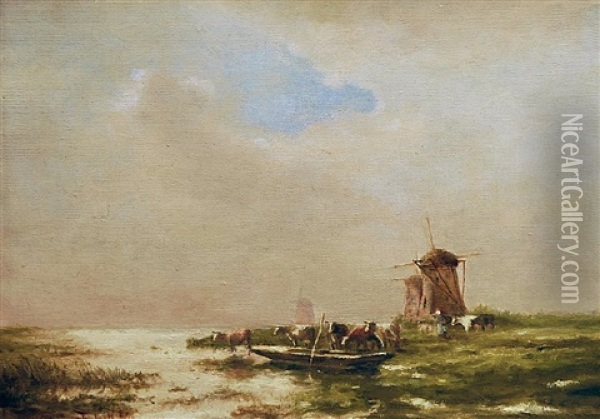 Landschaft Mit Kuhen Oil Painting - Jan Vrolijk