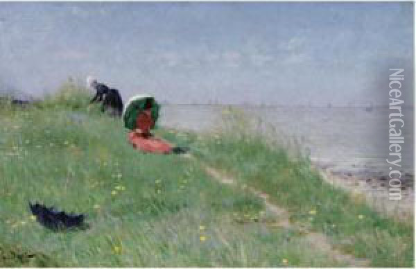 A Day At The Seaside Oil Painting - Ernest Ange Duez