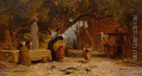 Femmes A La Fontaine Oil Painting - Karl Girardet