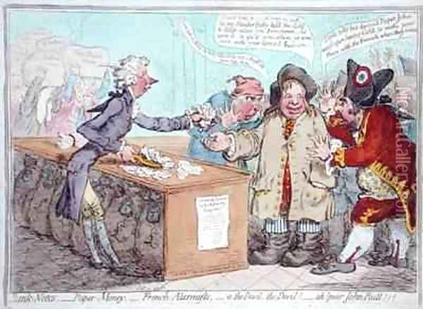 Opening of the Budget or John Bull giving his breeches to save his Bacon 3 Oil Painting - James Gillray