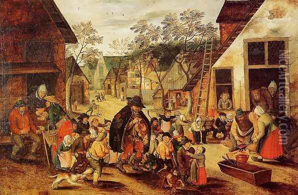 The Organ Grinder Oil Painting - Pieter the Elder Bruegel