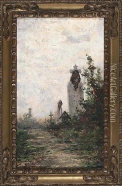Vista De Un Cementerio Oil Painting - Ricardo Urgell