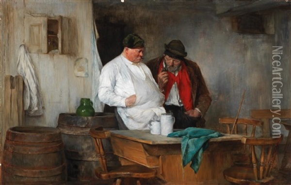 Eine Wichtige Beratung Oil Painting - Edmund Harburger