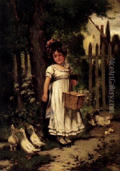 Her Little Friends Oil Painting - Edward Percy Moran