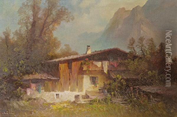 Bergbauernhof Oil Painting - Oskar Mulley