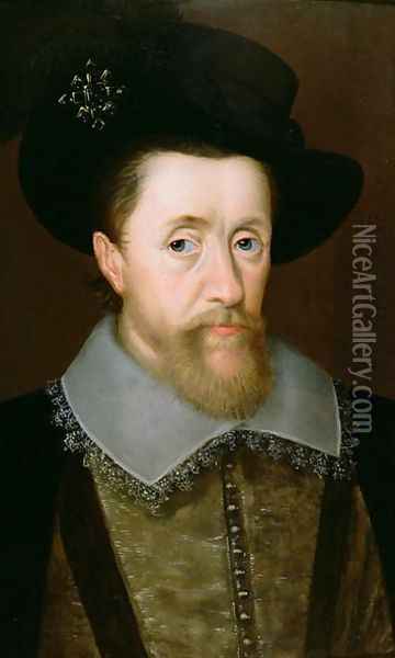 Portrait of James VI of Scotland and I of England (1566-1625) Oil Painting - John de Critz