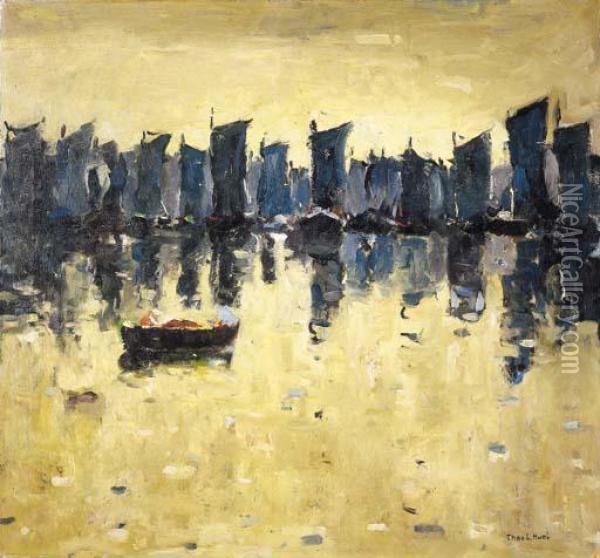 Sails At Twilight Oil Painting - Thomas Lorraine Hunt