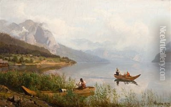 Grundlsee Oil Painting - Hans Frederick Gude
