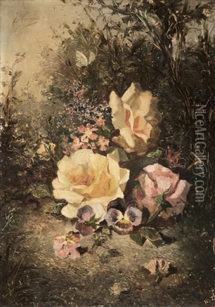 Rosas Y Pensamientos Oil Painting - Francisco Narbona Beltran