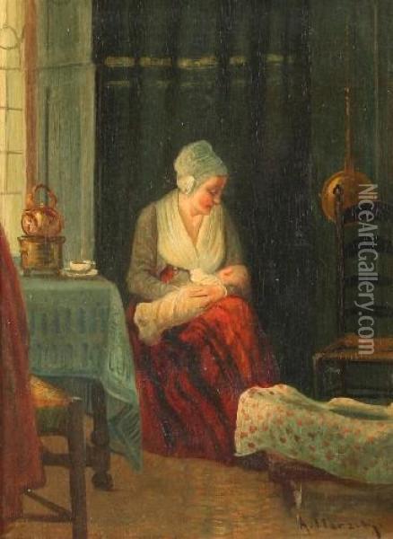 Jungehollandische Mutter Mit Kind Oil Painting - Auguste Alexandre Hirsch