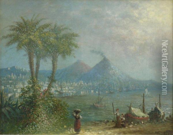 La Baie De Naples Oil Painting - Charles Alexandre Bertier