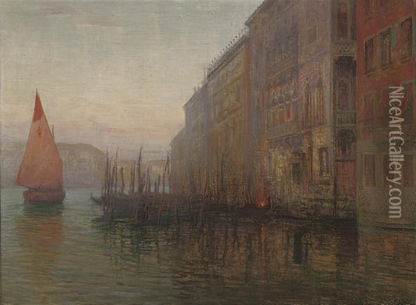 Dawn On The Grand Canal Oil Painting - Mikhail Rundaltsov