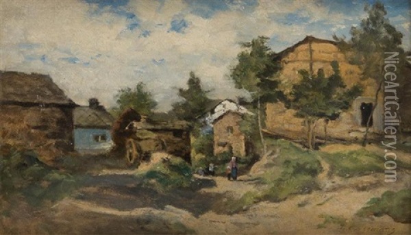 Village Ardennais Oil Painting - Joseph Theodore Coosemans
