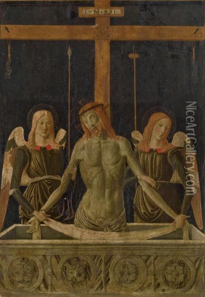 Le Christ Au Tombeau Soutenu Par Deux Anges Oil Painting - Alesso Di Benozzo