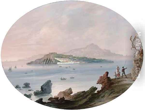 The Port of Ischia Oil Painting - Italian School