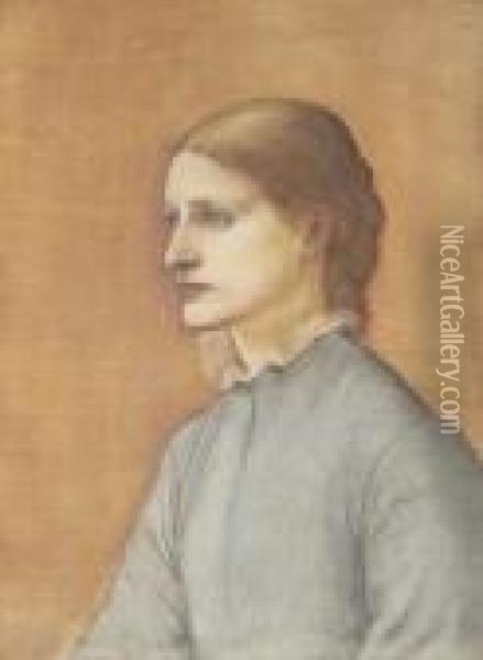 Portrait Of Emily Ayscough Turner, Nee Hodgkinson Oil Painting - Sir Edward Coley Burne-Jones