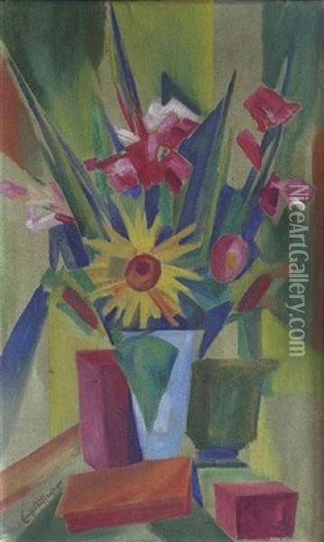 Blumenstillleben Mit Gladiolen Oil Painting - Ernst Aufeeser
