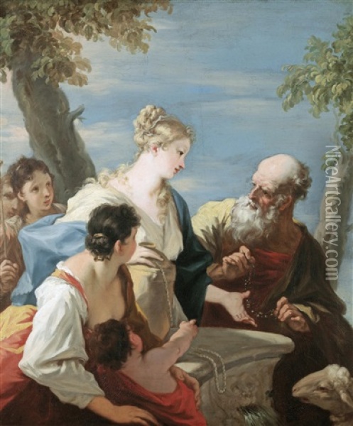 Rebecca Am Brunnen Oil Painting - Giovanni Antonio Pellegrini