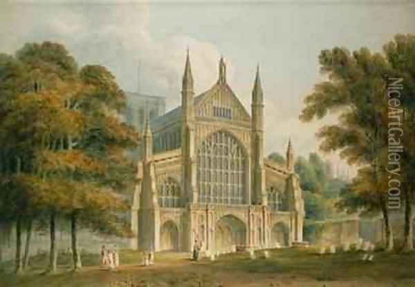 Winchester Cathedral Oil Painting - John Buckler