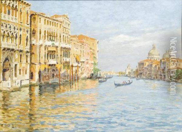 Venezia, Il Canal Grande Presso La Salute Oil Painting - Zaccaria Dal Bo