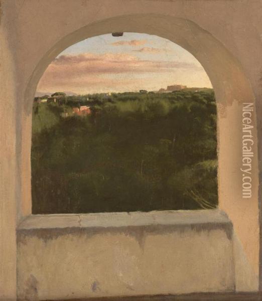 Paysage D'italie Vu Par Une Lucarne Oil Painting - Edgar Degas