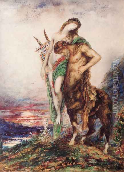 The Dead Poet Borne By A Centaur Oil Painting - Gustave Moreau