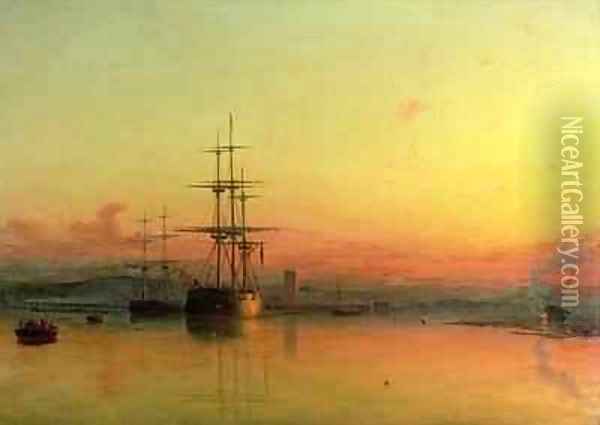 Dead Calm Sunset at the Bight of Exmouth Oil Painting - Francis Danby