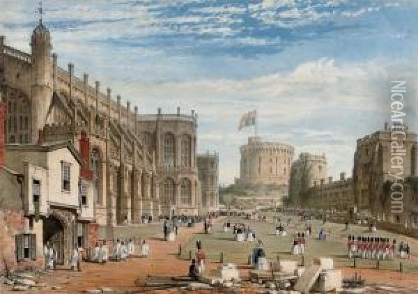 Views Of Windsor Castle Oil Painting - Joseph Nash