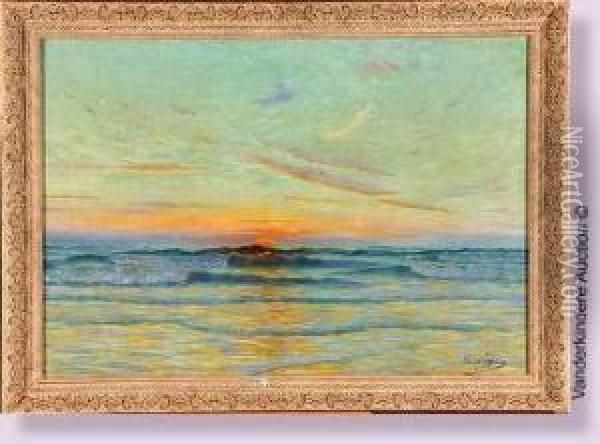 Coucher De Soleil Sur La Mer Oil Painting - Omer Coppens