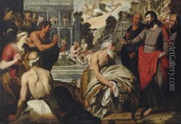 Christ At The Pool Of Bethesda Oil Painting - Artus Wollfort