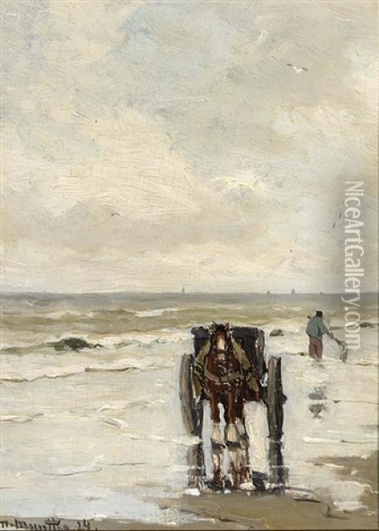 Shellfisher On The Beach Oil Painting - Gerhard Arij Ludwig Morgenstjerne Munthe