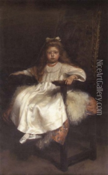 Portrait Study Of Young Girl Seated In An Armchair Oil Painting - Hugh de Twenebrokes Glazebrook