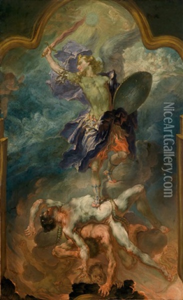 Der Heilige Erzengel Michael Oil Painting - Wolfgang Andreas Heindl