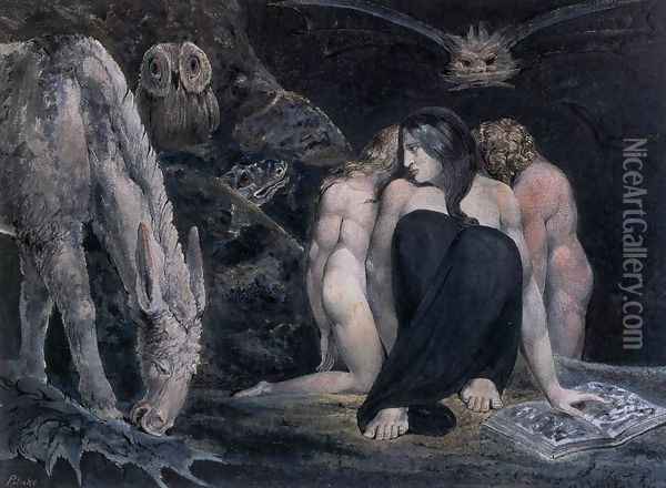Hecate Or The Three Fates 1795 Oil Painting - William Blake